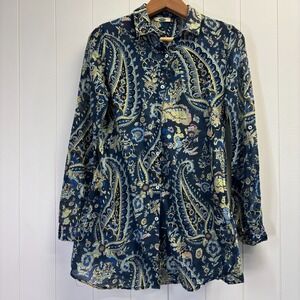 Dolma Womens Boho Artsy Button Down Top Size M Maximalist Paisley Lightweight